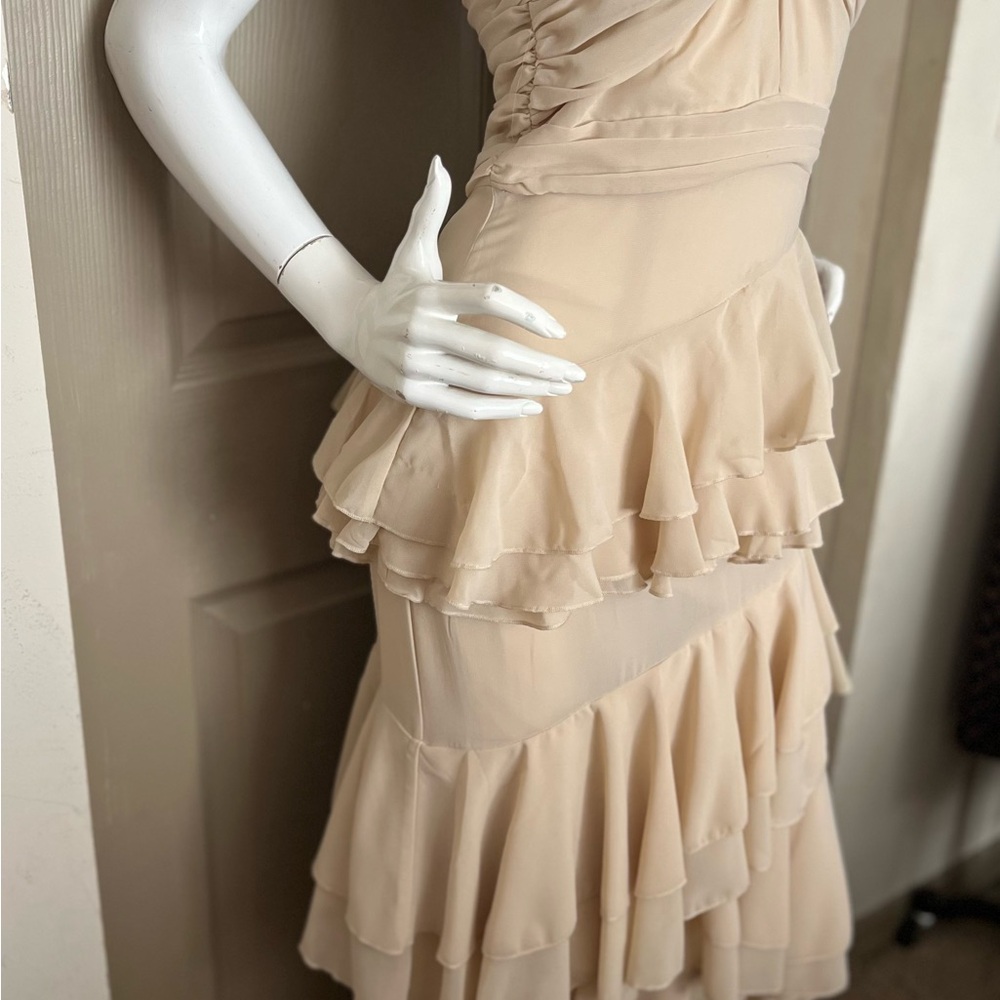 Champagne Strapless Ruffled Dress - Picture 3 of 4